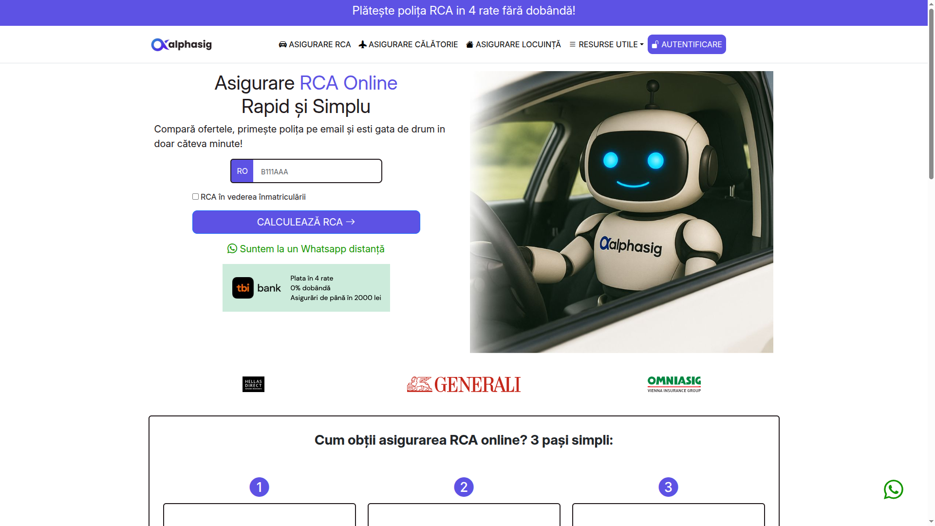 A platform for selling compulsory motor liability insurance, generating insurance quotes, and selling insurance policies. Custom build, HTML+CSS+Bootstrap+Javascript, PHP+MySQL, insurance APIs, payment processing APIs, Whatsapp Business API, SMS gateways. URL: https://alphasig.ro/