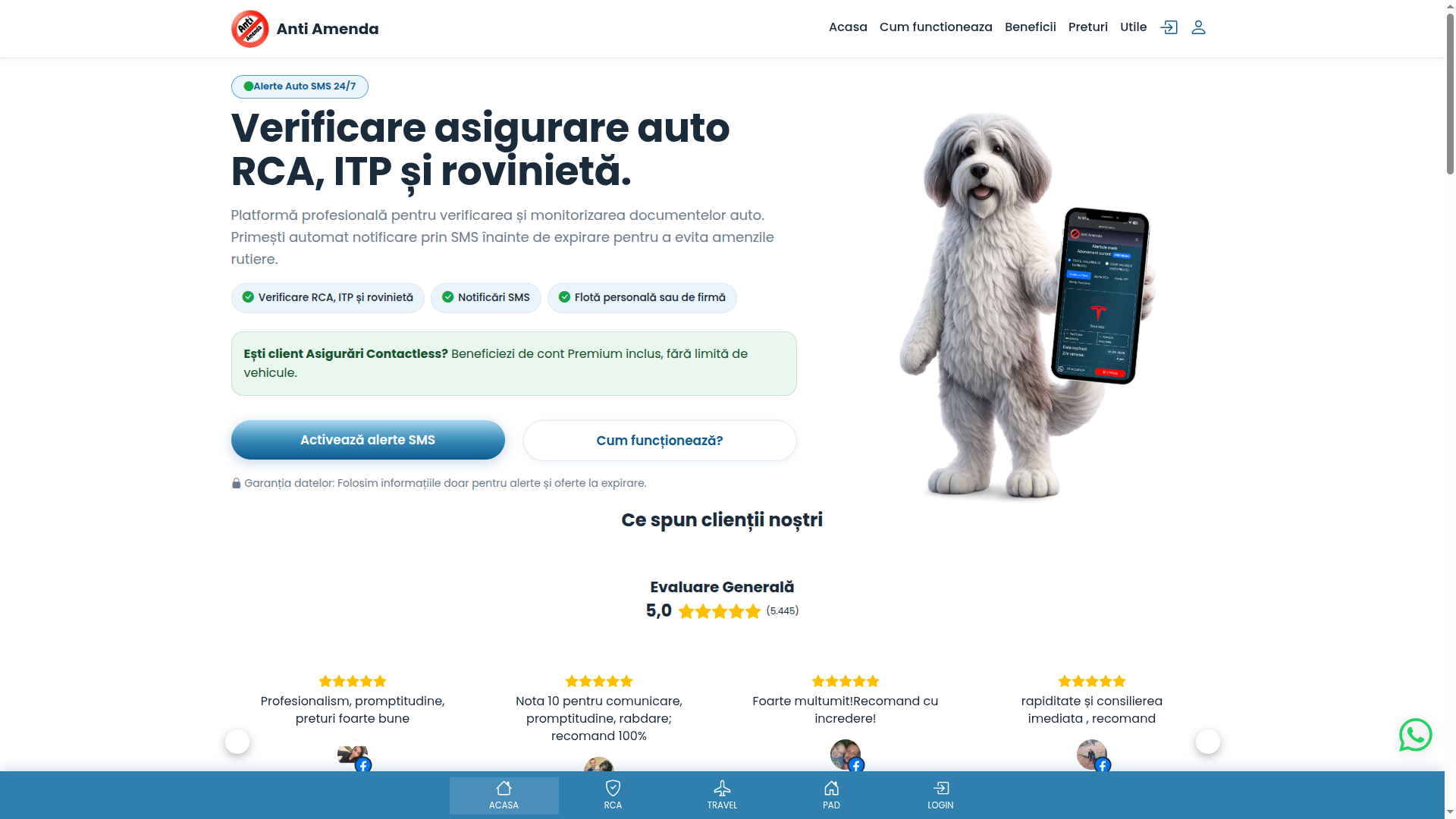 A document management platform for vehicles. It monitors expiration dates for periodic technical inspections, road taxes, and mandatory insurance, and sends alerts to owners. Custom build, HTML+CSS+Bootstrap+Javascript, PHP+MySQL, Codeigniter, scraping and data extraction, external APIs, Stripe checkouts. URL: https://antiamenda.ro/