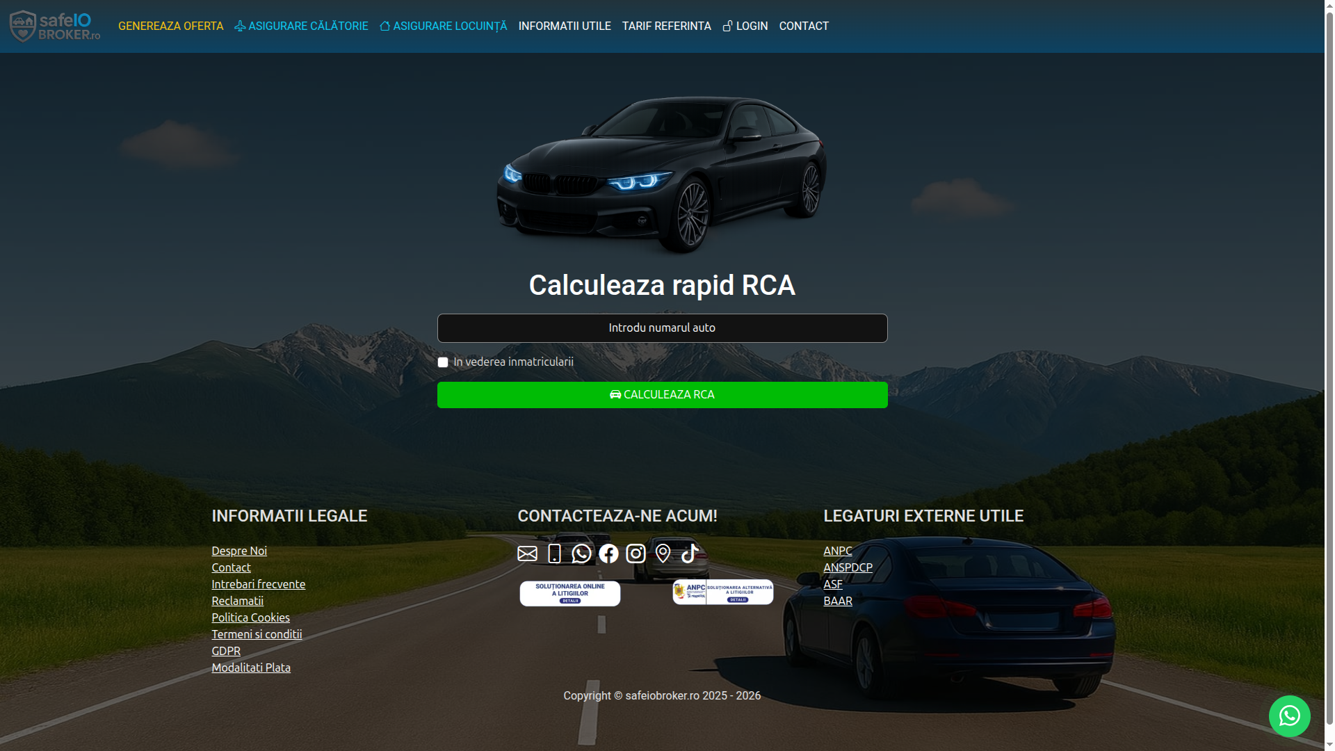 A platform for selling compulsory motor liability insurance, generating insurance quotes, and selling insurance policies. Custom build, HTML+CSS+Bootstrap+Javascript, PHP+MySQL, insurance APIs, payment processing APIs, Whatsapp Business API, SMS gateways. URL: https://safeiobroker.ro/